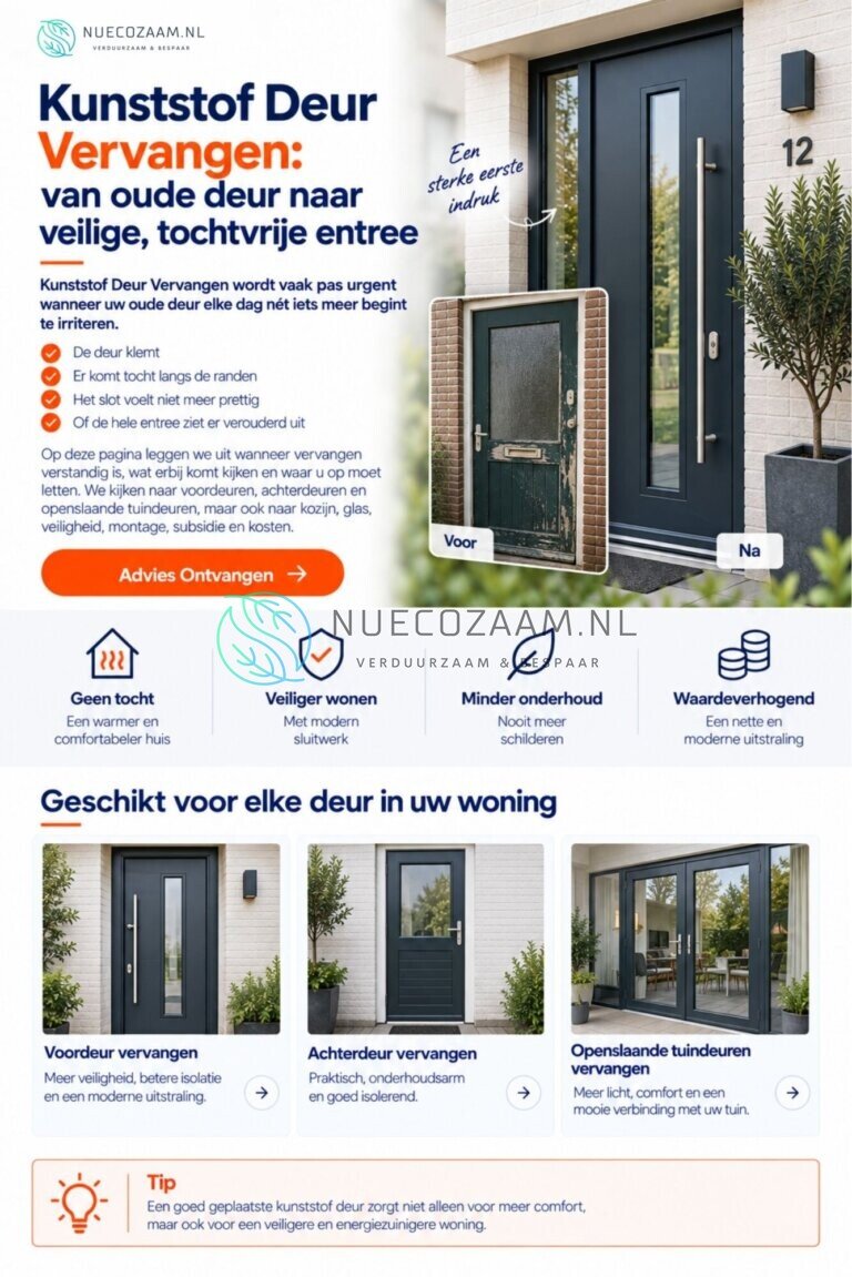 Kunststof Deuren Vervangen: Opties, Kosten & Subsidie | NuEcozaam Twente en Overijssel